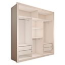 Ver imagem 2 de Guarda-roupa Casal Santos 3 Portas de Correr 4 Gavetas Espelhado Branco - Panorama Móveis