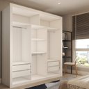 Ver imagem 4 de Guarda-roupa Casal Santos 3 Portas de Correr 4 Gavetas Espelhado Branco - Panorama Móveis