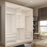 Guarda-roupa Casal Santos 3 Portas de Correr 4 Gavetas Espelhado Branco - Panorama Móveis - 4