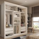 Ver imagem 3 de Guarda-roupa Casal Santos 3 Portas de Correr 4 Gavetas Espelhado Branco - Panorama Móveis