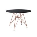 Ver imagem 3 de Mesa de Jantar Redonda Eames Eiffel Preta 110cm com 4 Poltronas Pretas Ferro Cobre