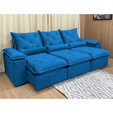 Sofá Retrátil e Reclinável Comfort Premium Tamanhos e Cores Cor:azul;tamanho:2,70