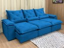 Ver imagem 1 de Sofá Retrátil e Reclinável Comfort Premium Tamanhos e Cores Cor:azul;tamanho:2,70