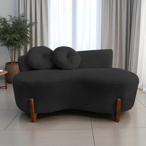 Namoradeira Sofá Feijão Lounge Orgânica Couro Preto