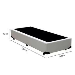 Cama Box Solteiro 88 Tecido Sintético Branco com Colchão Marrocos - Poliéster - Espuma D33 30cm - 3