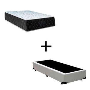 Cama Box Solteiro 88 Tecido Sintético Branco com Colchão Marrocos - Poliéster - Espuma D33 30cm