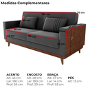 Ver imagem 4 de Sofa Cama 2 Lugares 203 Cm Veludo Maserati Chumbo Corino Whisk Milani Store