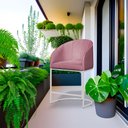 Ver imagem 2 de Poltrona Banqueta Veludo Mia Base Metal Branco - Estopar Poltrona Mia Base Branca Veludo Rosa Chicle