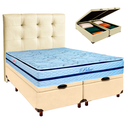 Ver imagem 1 de Kit Cama Box Bau + Cabeceira + Colchão Casal Molas Ensacadas - Blue - Paropas