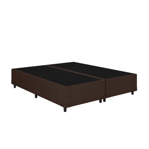 Base Box Queen Bipartido Corino Marrom 158x198 Blindado