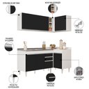 Ver imagem 3 de Armário de Cozinha Modulado de Canto Esquerdo 4 Peças Cp47 Balcão com Tampo Branco/preto - Lumil Lum