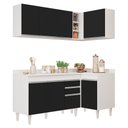 Ver imagem 1 de Armário de Cozinha Modulado de Canto Esquerdo 4 Peças Cp47 Balcão com Tampo Branco/preto - Lumil Lum