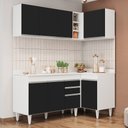 Ver imagem 2 de Armário de Cozinha Modulado de Canto Esquerdo 4 Peças Cp47 Balcão com Tampo Branco/preto - Lumil Lum