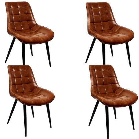 Kit 4 Cadeiras Romana Provence Poltrona Estofada Pu Vintage Retro Pés 