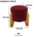 Ver imagem 3 de Puff Decorativo para Sala Luxo 44x44 Cm Veludo Vermelho Milani Store