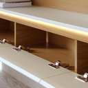 Ver imagem 7 de Painel para TV Toronto C04 65" 180cm MDF com Bancada Suspensa LED Off White Matte Naturale Lyam