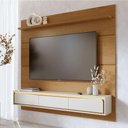 Ver imagem 1 de Painel para TV Toronto C04 65" 180cm MDF com Bancada Suspensa LED Off White Matte Naturale Lyam