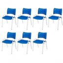 Ver imagem 1 de Cadeira Iso Base Branco Escola, Escritório Azul Kit 7 Un