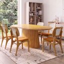 Ver imagem 2 de Kit 5 Cadeiras para Sala de Jantar Cozinha Estofada e Tela Mariah L02 Couríssimo Whisky - Lyam Decor