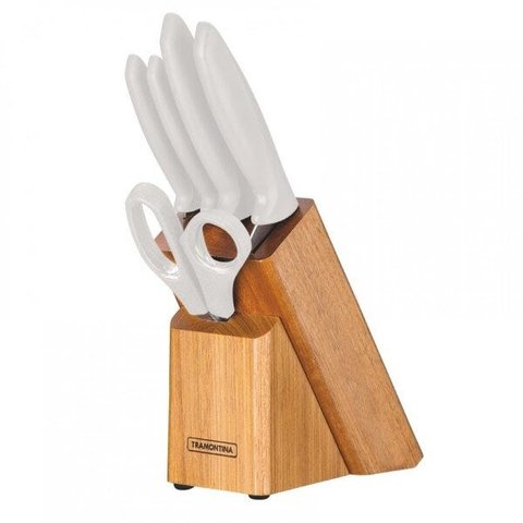 Jogo de Facas com Cepo 6 Peças Inox Plenus Tramontina