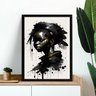 Quadro Arte Aquarela Mulher Negra 45x34cm - com Vidro:moldura Preta - 1