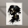 Quadro Arte Aquarela Mulher Negra 45x34cm - com Vidro:moldura Preta - 2
