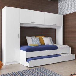 Guarda Roupa Solteiro com Cama e Auxiliar Embutida  - 1