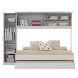 Guarda Roupa Solteiro com Cama e Auxiliar Embutida  - 5