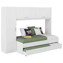 Guarda Roupa Solteiro com Cama e Auxiliar Embutida  - 2