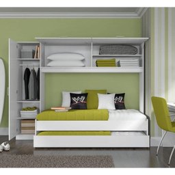 Guarda Roupa Solteiro com Cama e Auxiliar Embutida  - 4