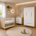 Ver imagem 1 de Berço com Cômoda e Guarda Roupa Infantil em MDF Quater Linha Tomi
