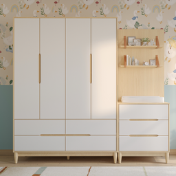 Berço com Cômoda e Guarda Roupa Infantil em Mdf Quater Linha Tomi - 13