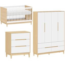 Berço com Cômoda e Guarda Roupa Infantil em Mdf Quater Linha Tomi - 1