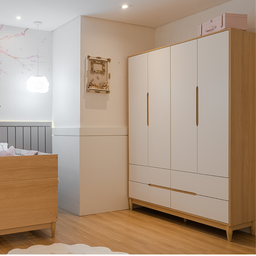 Berço com Cômoda e Guarda Roupa Infantil em Mdf Quater Linha Tomi - 10