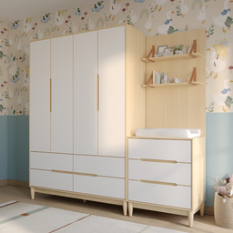 Berço com Cômoda e Guarda Roupa Infantil em Mdf Quater Linha Tomi - 14