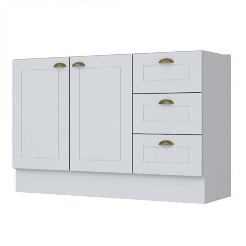 Balcão de Cozinha 120cm 2 Portas 3 Gavetas MDF Americana Henn para Pia Completo
