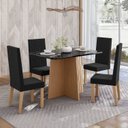 Ver imagem 1 de Sala de Jantar Mesa Isa 120cm Vidro com 4 Cadeiras Laura Preto/Mel