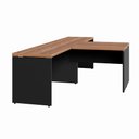 Ver imagem 6 de Mesa L Escritório 2 Lugares 3,00m X 1,50m Pés Painel F5 Cor:nogal com Preto