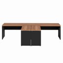 Ver imagem 5 de Mesa L Escritório 2 Lugares 3,00m X 1,50m Pés Painel F5 Cor:nogal com Preto
