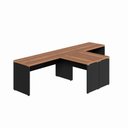 Ver imagem 1 de Mesa L Escritório 2 Lugares 3,00m X 1,50m Pés Painel F5 Cor:nogal com Preto