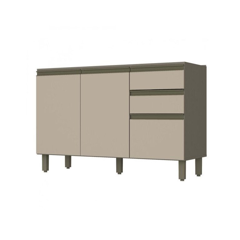 Balcão Pia 2 Gavetas 3 Portas 120cm Connect Henn