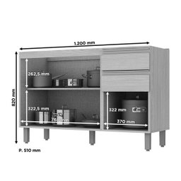 Balcão Pia 2 Gavetas 3 Portas 120cm Connect Henn - 3