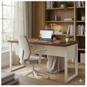 Ver imagem 1 de Mesa Escritório Pé Quadro 1,50x0,60m c/ Gavetas Nogal Sevilha / Champanhe
