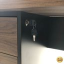 Ver mais imagens de Escrivaninha Mesa Escritório em L Diretor Tamburato Le com 4 Gavetas 180cm Marrom/Nogal/Preto Artany