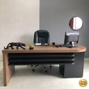 Ver imagem 5 de Escrivaninha Mesa Escritório em L Diretor Tamburato Le com 4 Gavetas 180cm Marrom/Nogal/Preto Artany