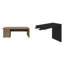 Ver imagem 2 de Escrivaninha Mesa Escritório em L Diretor Tamburato Le com 4 Gavetas 180cm Marrom/Nogal/Preto Artany
