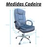 Cadeira Executiva Reclinável em Courino Preto Base Cromada - 8
