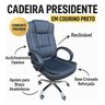 Cadeira Executiva Reclinável em Courino Preto Base Cromada - 7