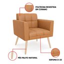 Ver imagem 3 de Poltrona Sala Decorativa Elisa Pé Palito Natural Sintético Pu Whisky D03 - D’Rossi