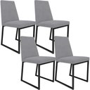 Ver imagem 1 de Kit 04 Cadeiras Para Sala De Jantar Base Aço Industrial Preto Dafne L02 Suede Cinza - Lyam Decor